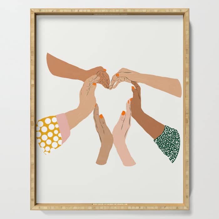 Indiscrimination | Anti-Racism Painting | Unity Illustration | Women Empowerment Growth Mindset Serving Tray