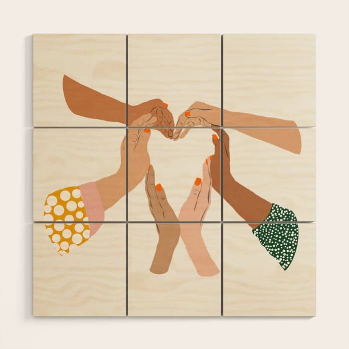 Indiscrimination | Anti-Racism Painting | Unity Illustration | Women Empowerment Growth Mindset Wood Wall Art