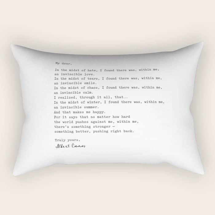 Albert Camus Quote - My Dear In The Midst Of Hate I Found Rectangular Pillow