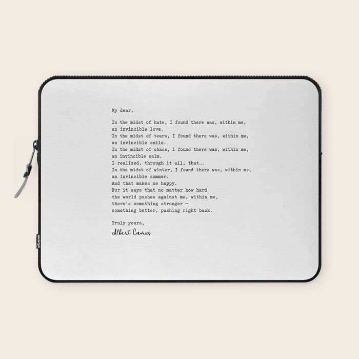 Albert Camus Quote - My Dear In The Midst Of Hate I Found Laptop Sleeve