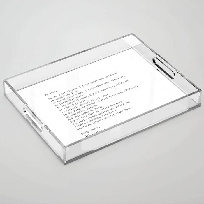 Albert Camus Quote - My Dear In The Midst Of Hate I Found Acrylic Tray