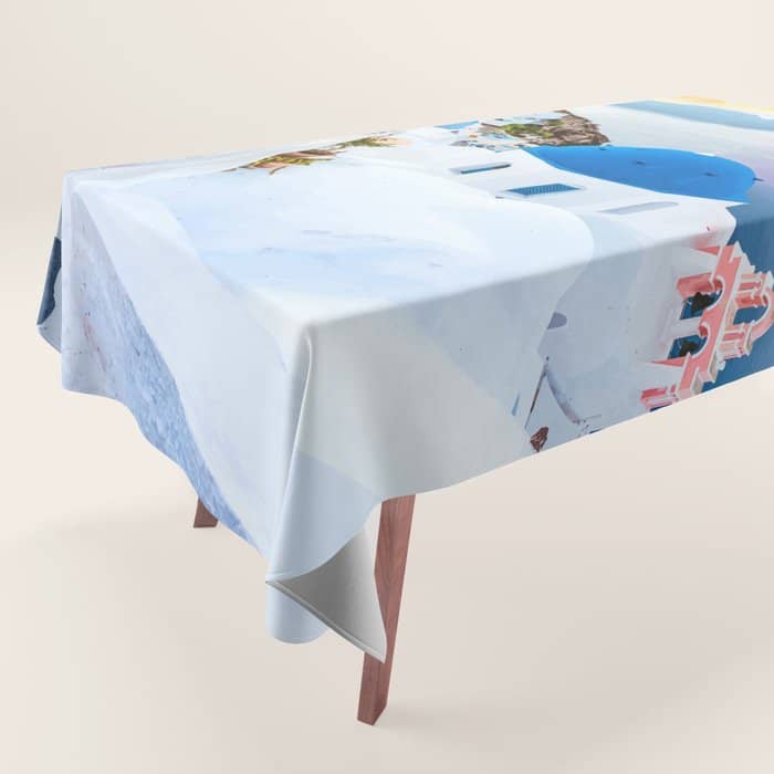 Greek Fantasy, Greece Travel Tropical Photography, Nature Landscape Ocean Architecture Graphic Tablecloth
