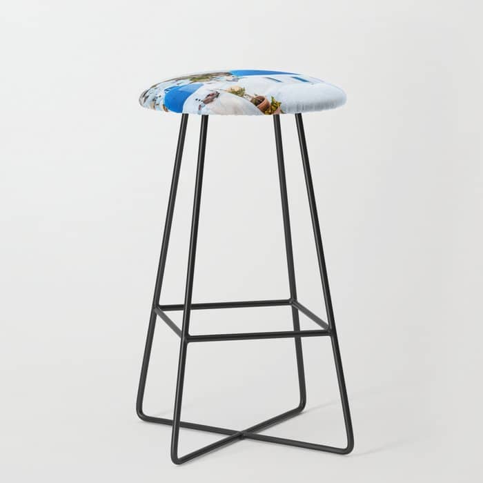 Greek Fantasy, Greece Travel Tropical Photography, Nature Landscape Ocean Architecture Graphic Stool
