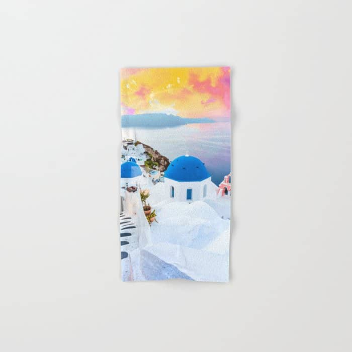 Greek Fantasy, Greece Travel Tropical Photography, Nature Landscape Ocean Architecture Graphic Bath Towel