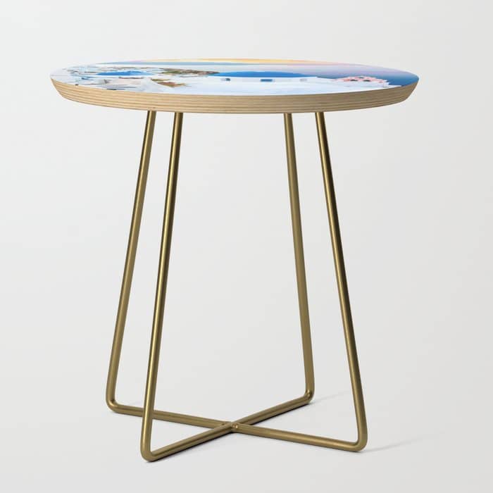 Greek Fantasy, Greece Travel Tropical Photography, Nature Landscape Ocean Architecture Graphic Side Table