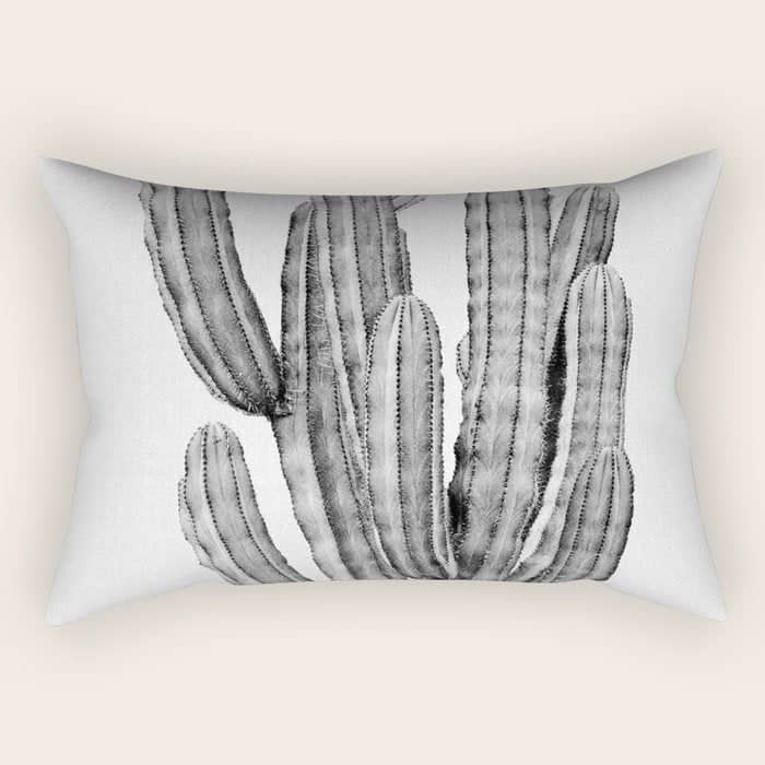 Cactus 3 - Black & White Rectangular Pillow