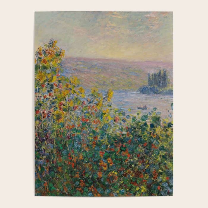 Flower Beds At Vetheuil By Claude Monet Poster