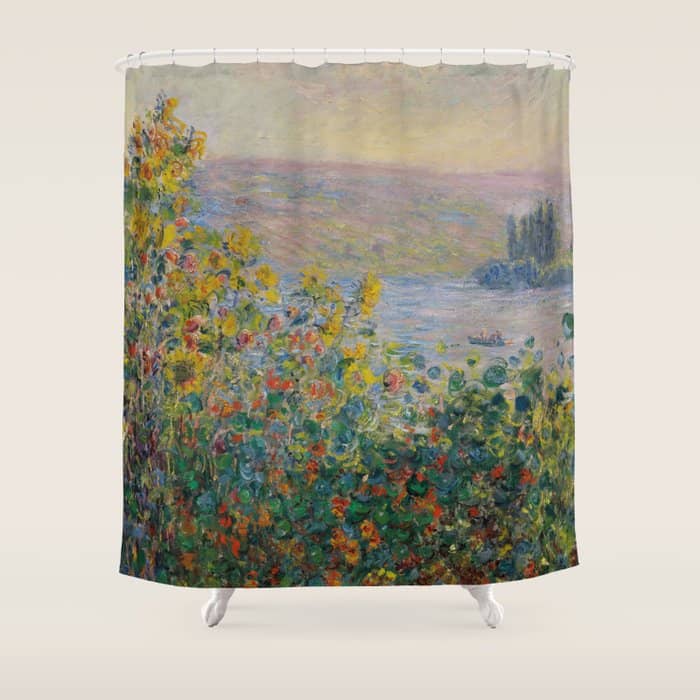 Flower Beds At Vetheuil By Claude Monet Shower Curtain