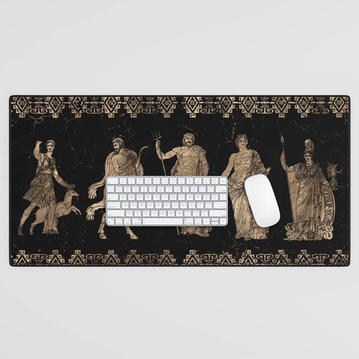 Greek Deities And Meander Key Ornament Desk Mat