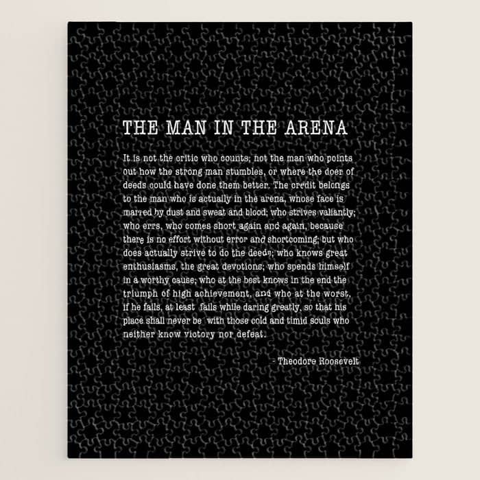 The Man In The Arena, Theodore Roosevelt Quote, Jigsaw Puzzle