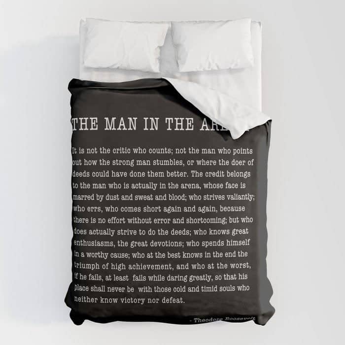 The Man In The Arena, Theodore Roosevelt Quote, Duvet Cover