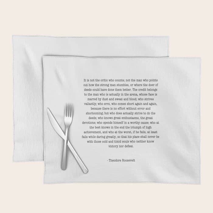 Man In The Arena Theodore Roosevelt Placemat