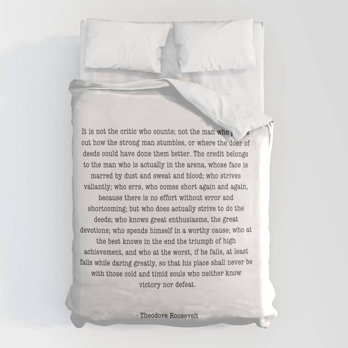 Man In The Arena Theodore Roosevelt Duvet Cover