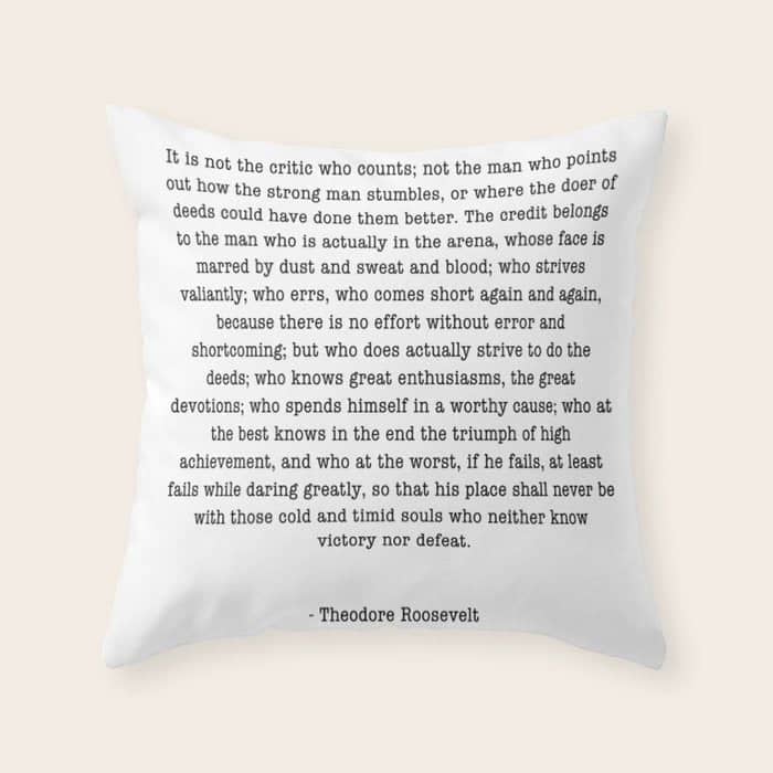 Man In The Arena Theodore Roosevelt Throw Pillow