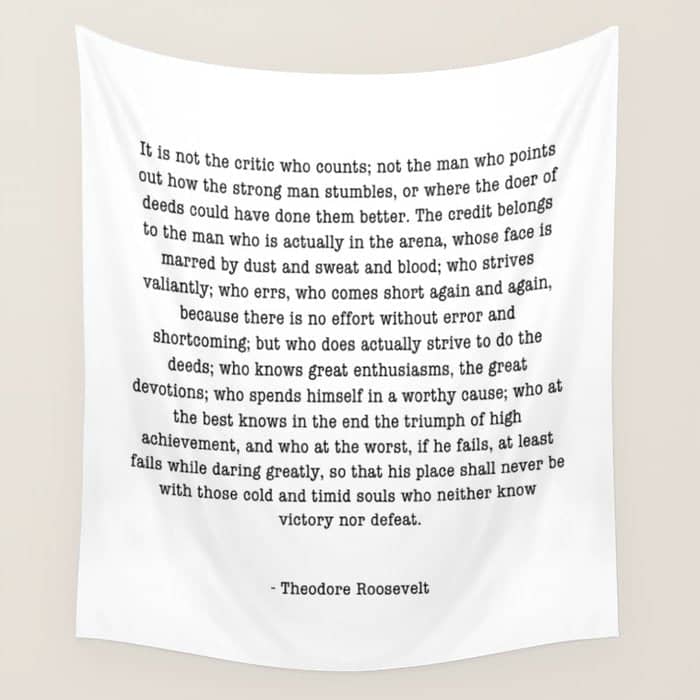 Man In The Arena Theodore Roosevelt Wall Tapestry