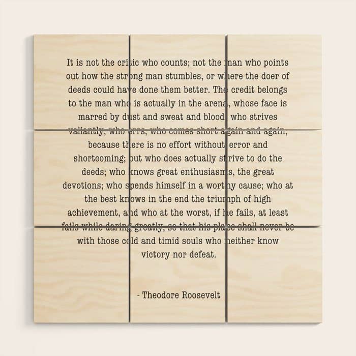 Man In The Arena Theodore Roosevelt Wood Wall Art