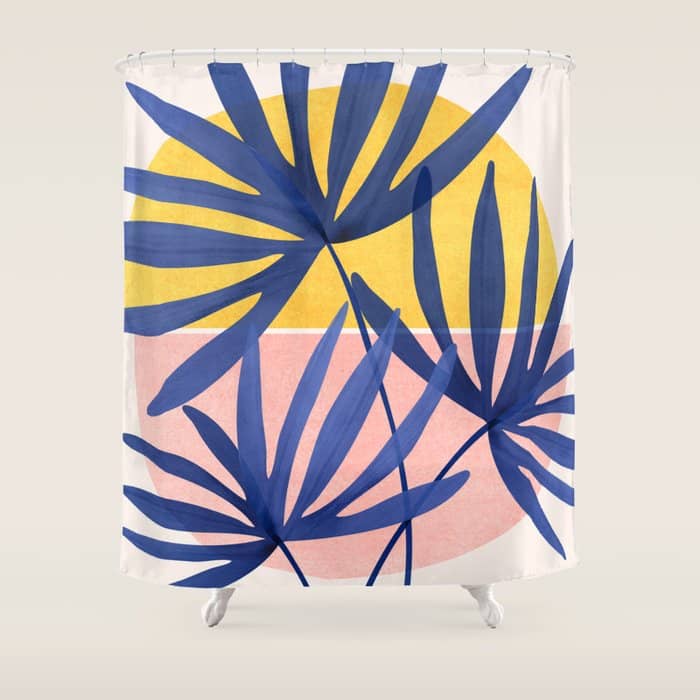 Bright Pop Tropical Palm Art Shower Curtain