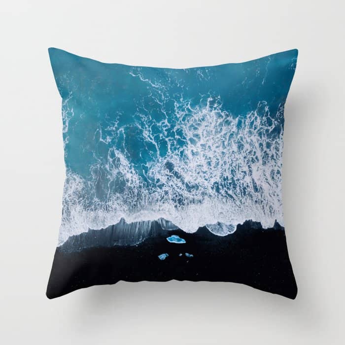 Minimalist Waves On A Beach In Iceland Throw Pillow