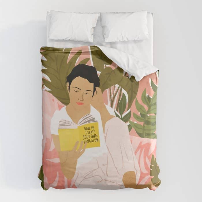 Plant Lady & The Urban Junglow | Blush Botanical Home DéCor | House Plants Bohemian Woman Bedroom  Duvet Cover