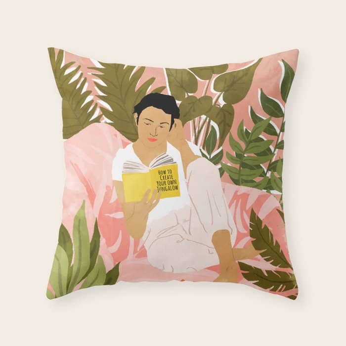 Plant Lady & The Urban Junglow | Blush Botanical Home DéCor | House Plants Bohemian Woman Bedroom  Throw Pillow