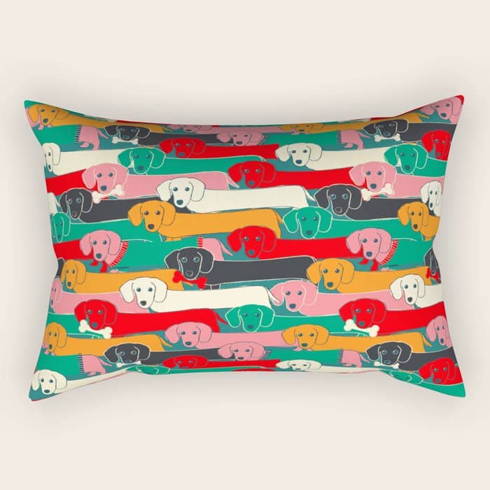 Dachshund Pattern- Happy Dogs Rectangular Pillow