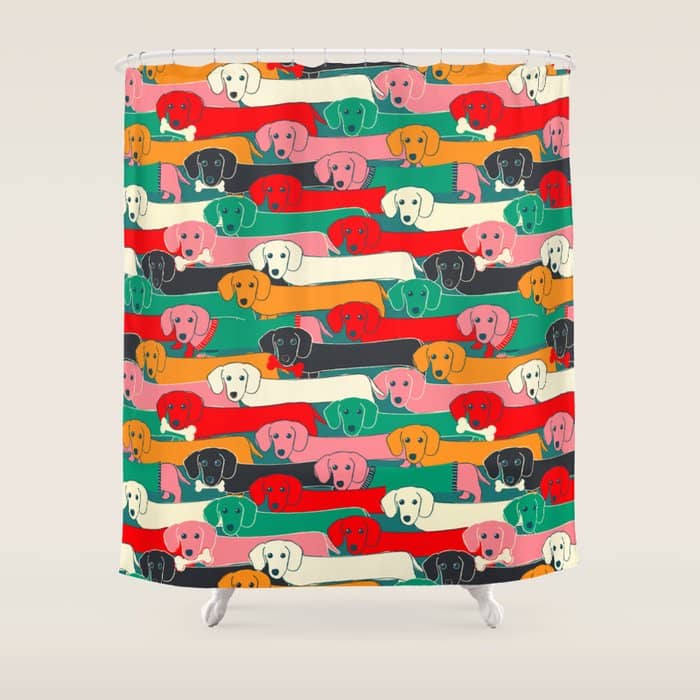 Dachshund Pattern- Happy Dogs Shower Curtain