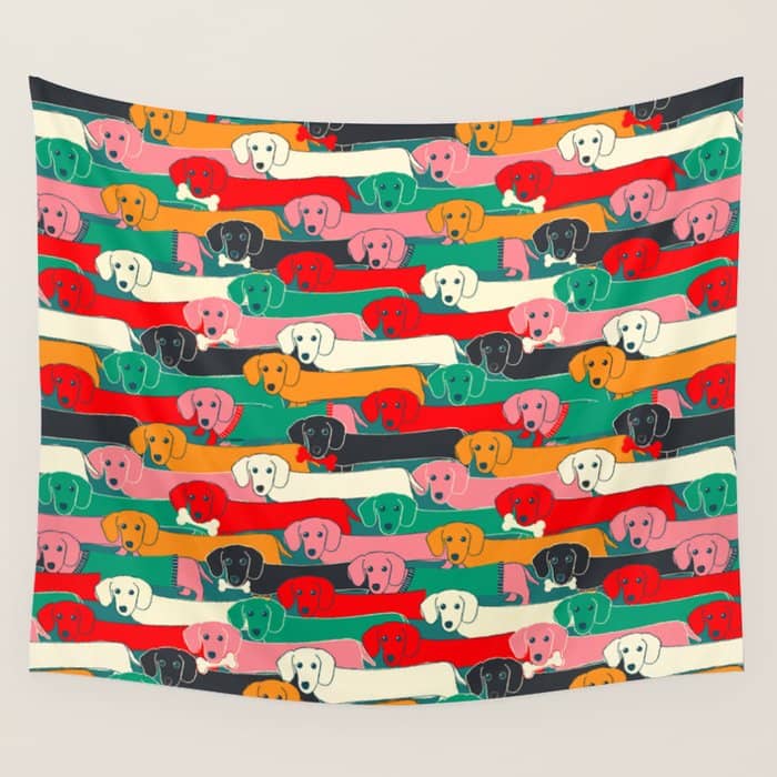 Dachshund Pattern- Happy Dogs Wall Tapestry