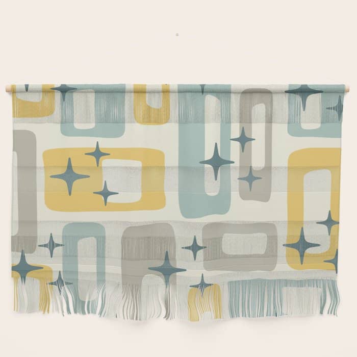 Mid Century Modern Abstract 132 Winter Yellow Gray And Blue Wall Hanging