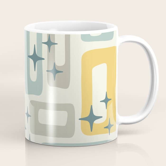 Mid Century Modern Abstract 132 Winter Yellow Gray And Blue Coffee Mug