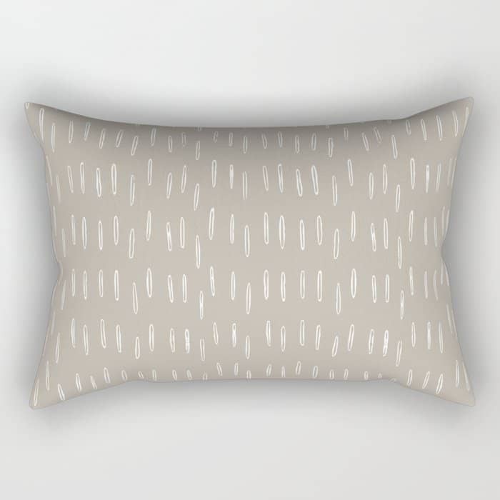 Boho Prints, Raindrops, Beige, Minimalism, Abstract Art Rectangular Pillow