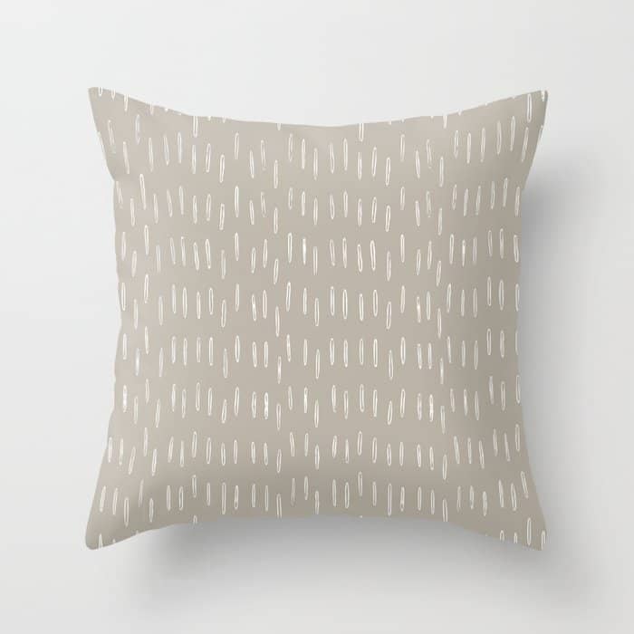 Boho Prints, Raindrops, Beige, Minimalism, Abstract Art Throw Pillow