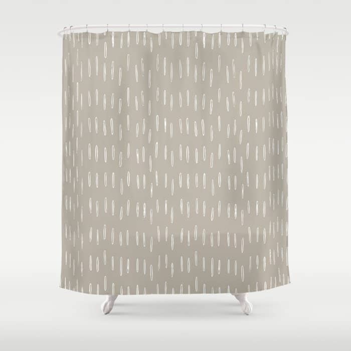 Boho Prints, Raindrops, Beige, Minimalism, Abstract Art Shower Curtain