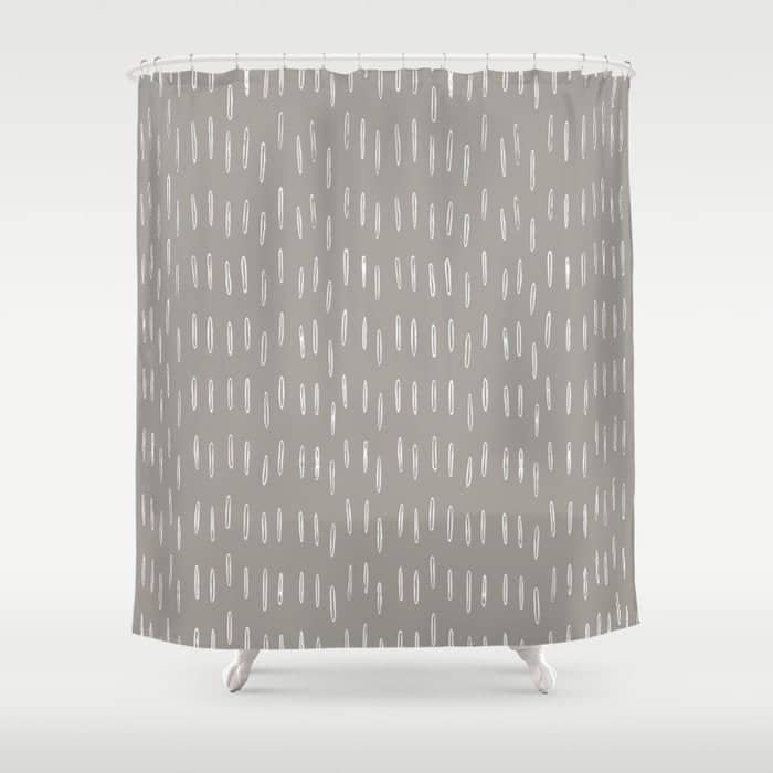 Raindrops, Gray, Minimalism, Abstract Art Shower Curtain