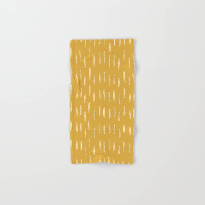 Raindrop Abstract Boho Pattern, Yellow Bath Towel