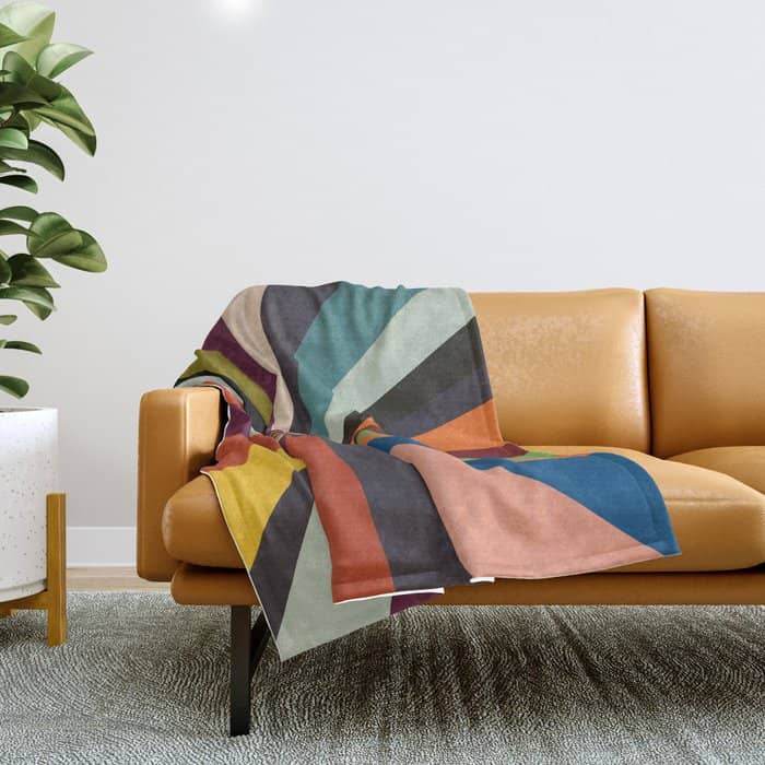 Stripes Rays Geometric Retro Throw Blanket