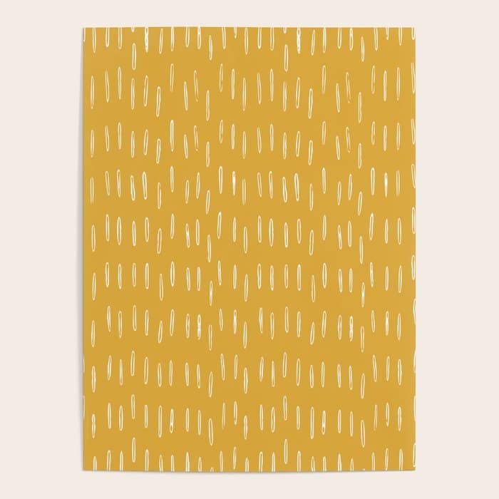Raindrop Abstract Boho Pattern, Yellow Poster