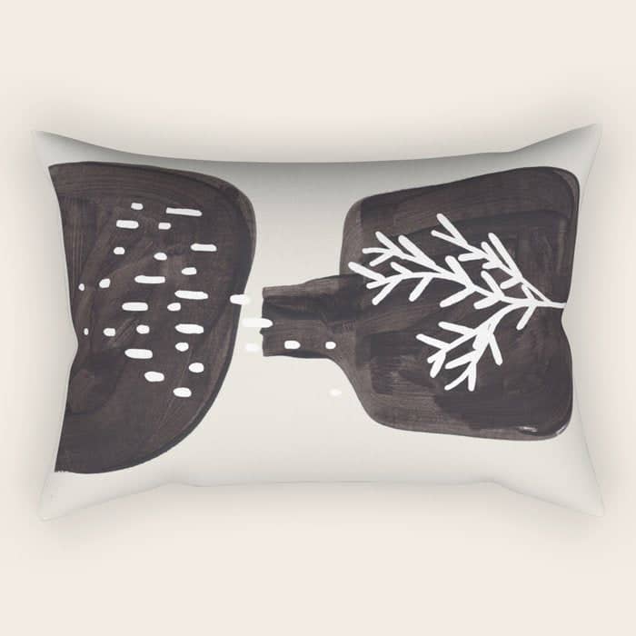 Mid Century Minimalist Black Ink Tribal Vase Abstract Vase Shapes Floral Plant Rectangular Pillow