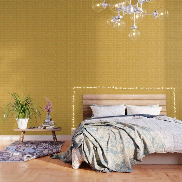 Raindrop Abstract Boho Pattern, Yellow Wallpaper