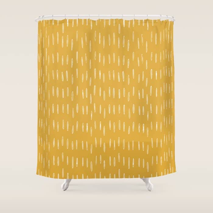 Raindrop Abstract Boho Pattern, Yellow Shower Curtain
