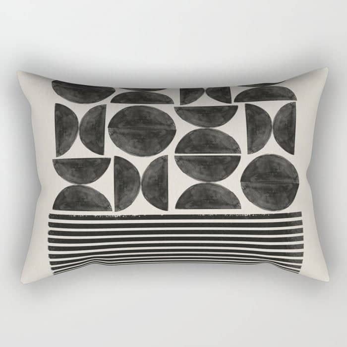 Woodblock Art, Warm Tone Rectangular Pillow