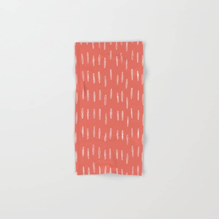Boho, Raindrop, Mudcloth, Coral Bath Towel