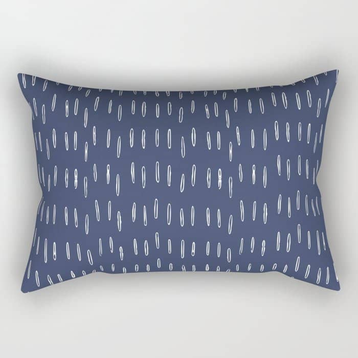 Boho Prints, Raindrops, Indigo Blue, Minimalism, Abstract Art Rectangular Pillow