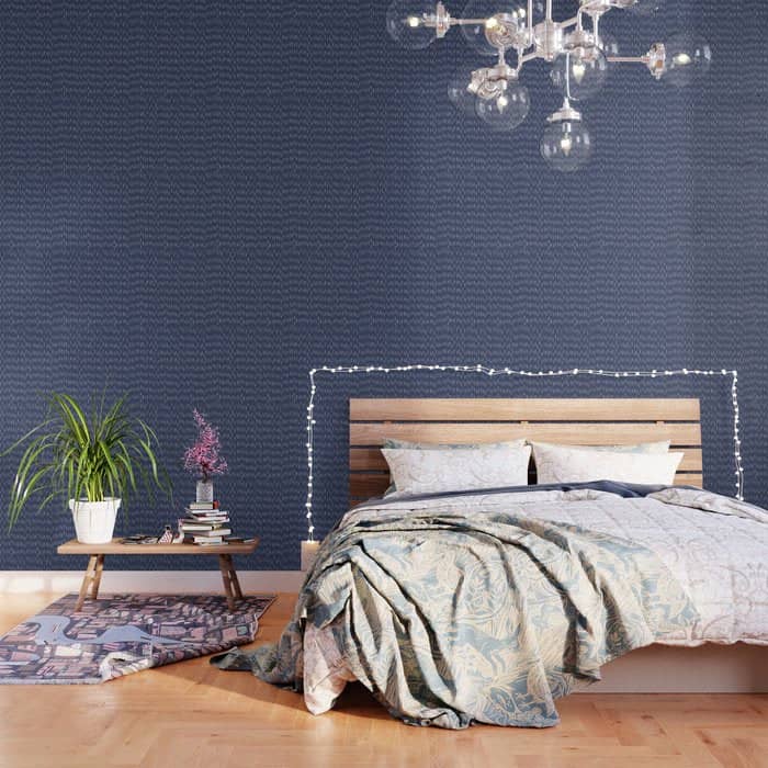 Boho Prints, Raindrops, Indigo Blue, Minimalism, Abstract Art Wallpaper