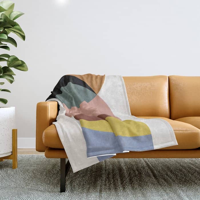 Geometric Harmony - Vintage Rainbow Colors Throw Blanket
