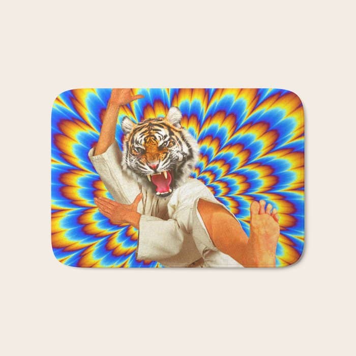 Fighting Tiger - Optical Illusion  Bath Mat