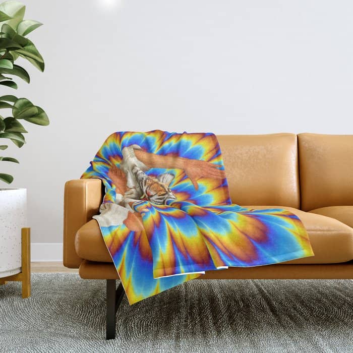 Fighting Tiger - Optical Illusion  Throw Blanket