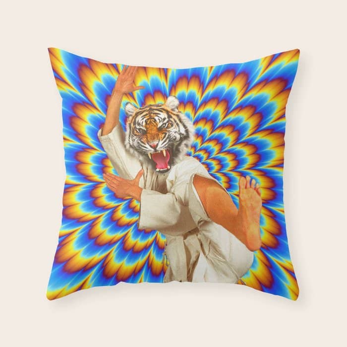 Fighting Tiger - Optical Illusion  Throw Pillow