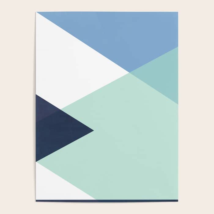 Geometrics - Seafoam & Blue Concrete Poster