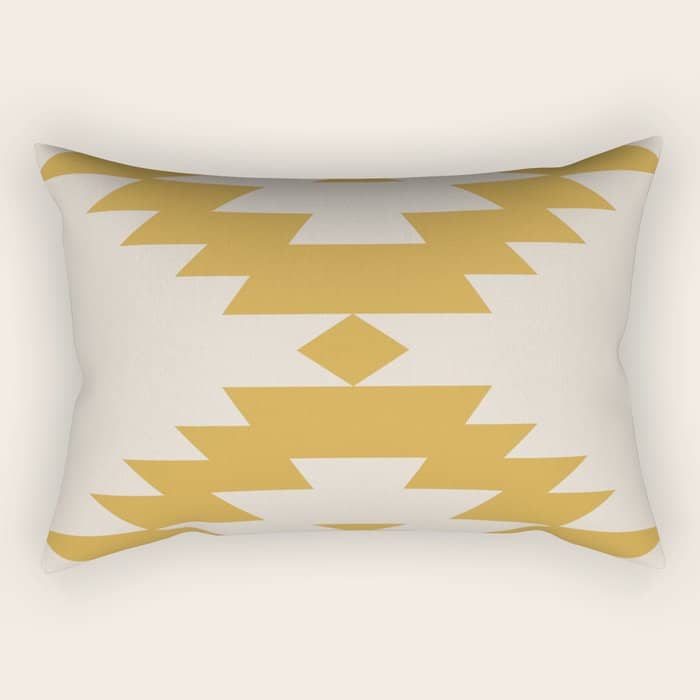 Southwestern Minimalism - Golden Yellow Neutral Beige Rectangular Pillow