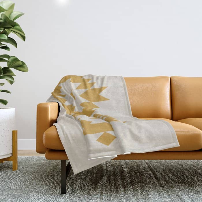 Southwestern Minimalism - Golden Yellow Neutral Beige Throw Blanket